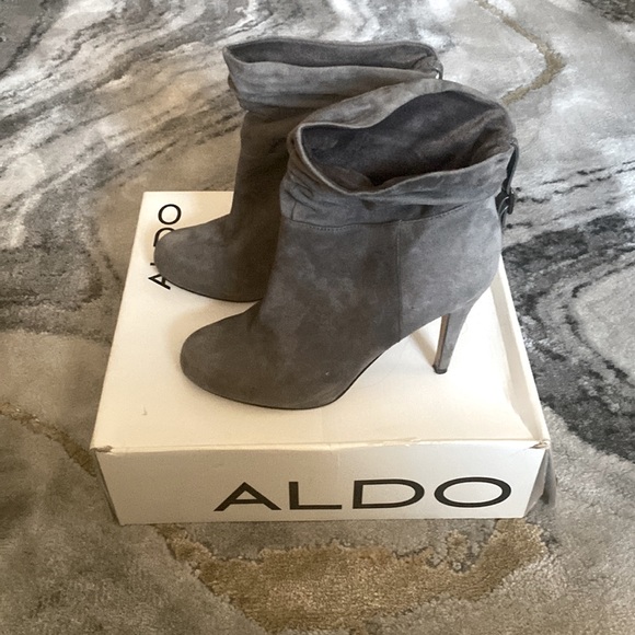 Grey Suede Aldo High Heeled Booties - Picture 3 of 6